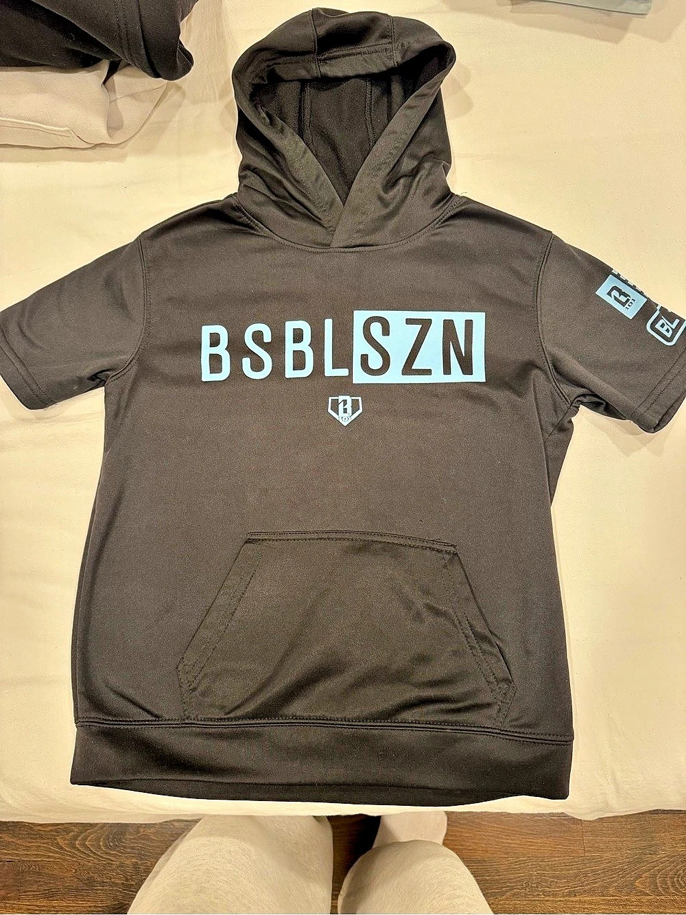 BSBL SZN Short Sleeve Hoodie in Black Like New
